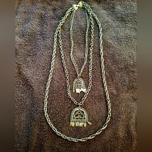 Handmade silver metal alloy layered necklace  (benefits 503c animal rescue)